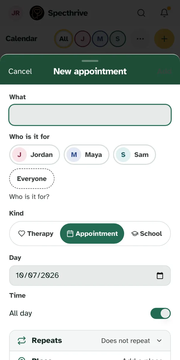 The same form on a phone