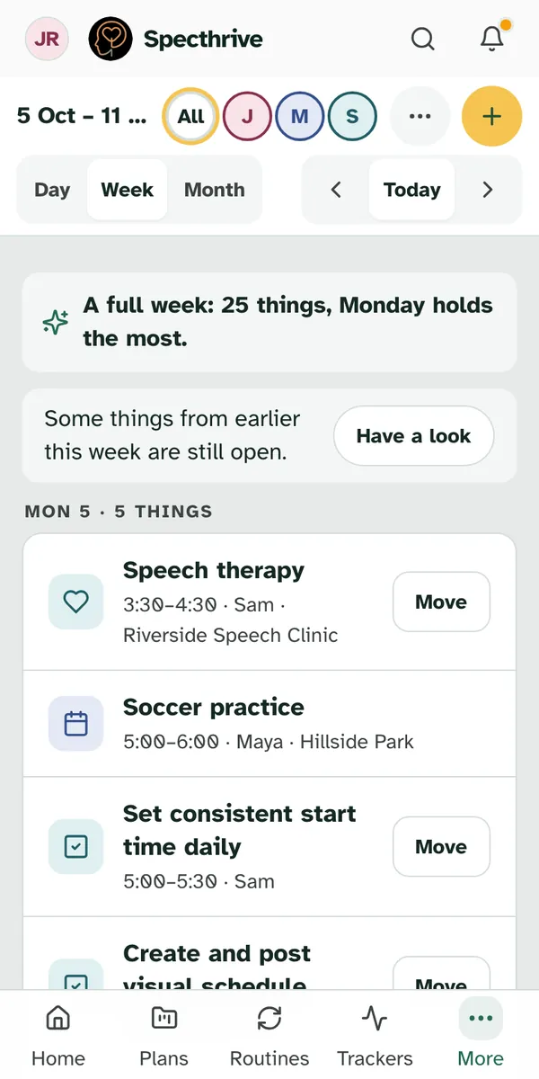 The same week on a phone, one day under the next