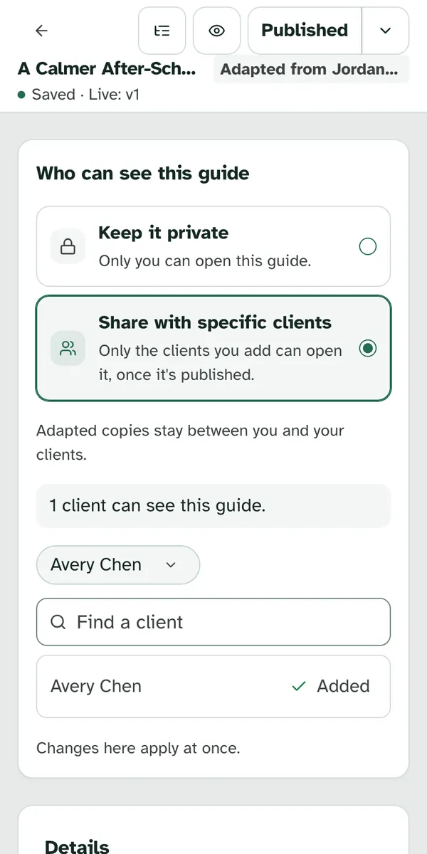 The same card on a phone