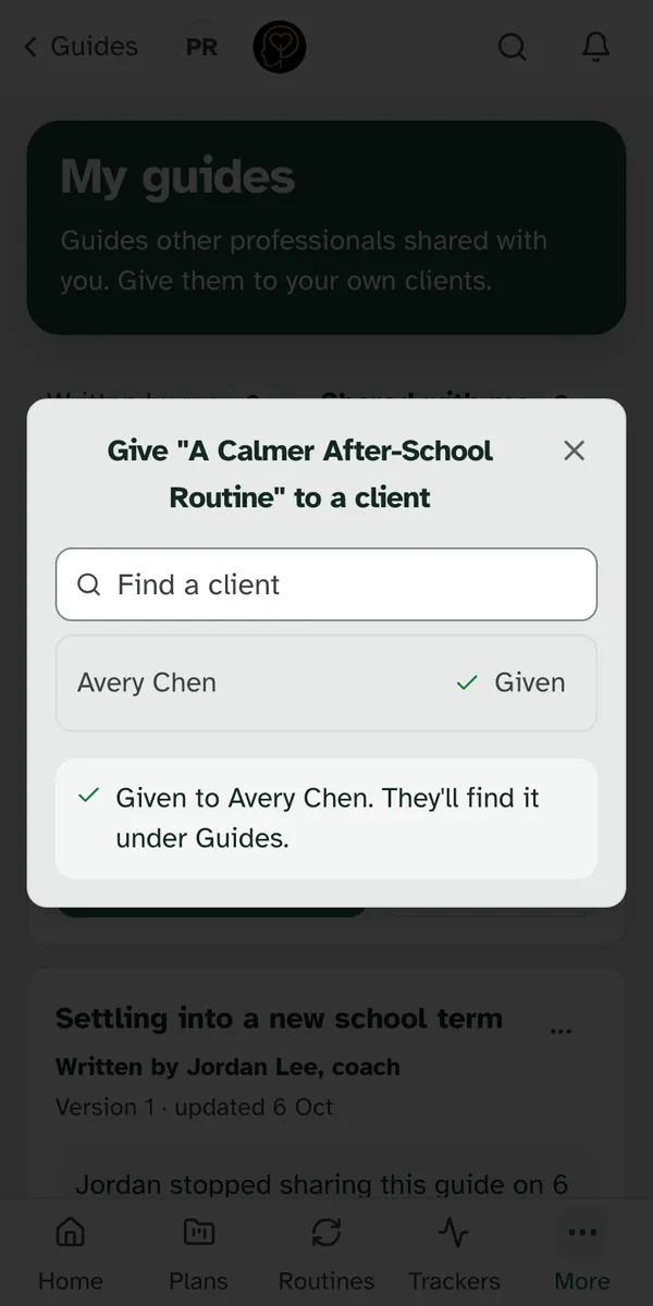 The same confirmation on a phone