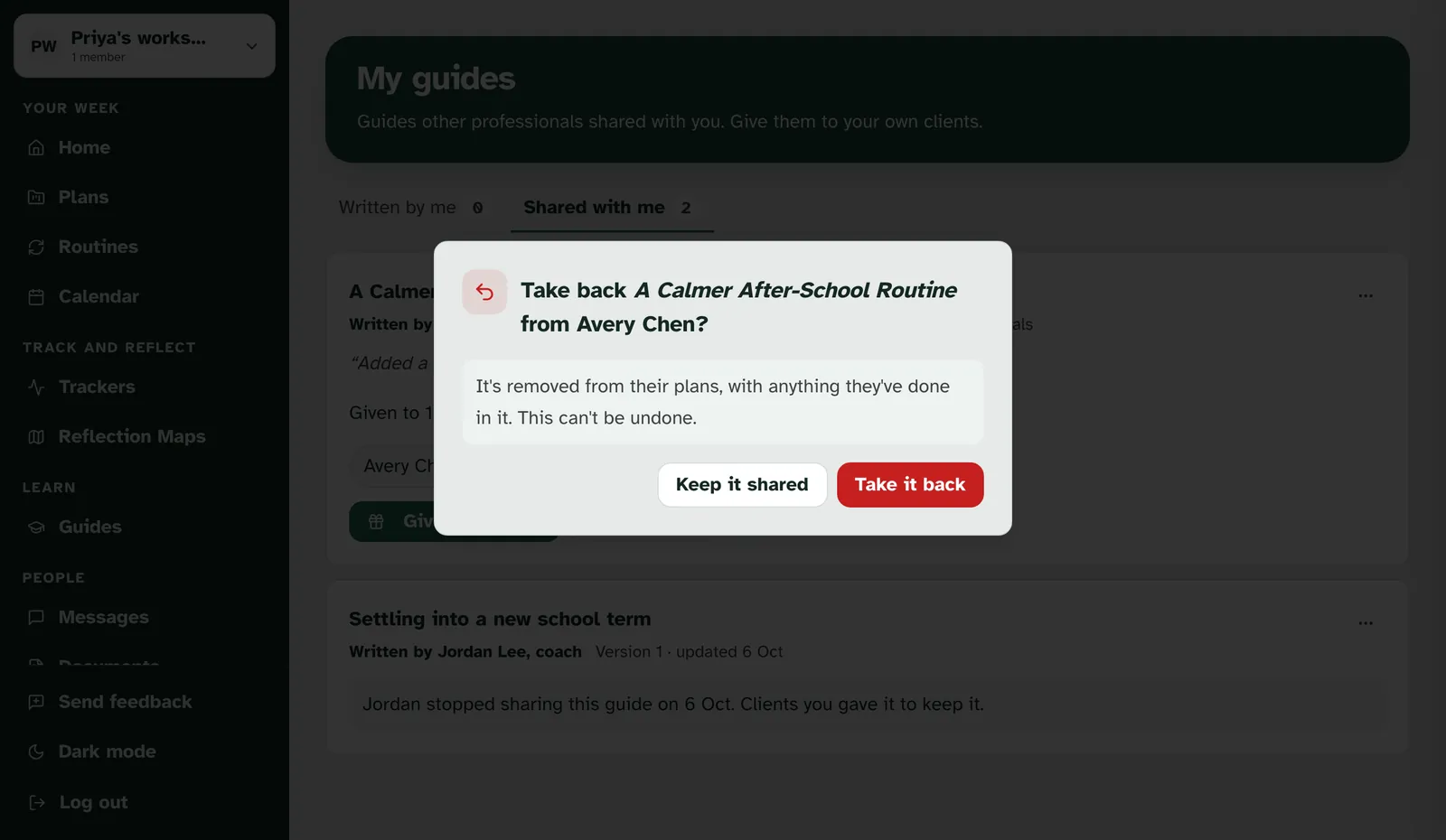 Take back A Calmer After-School Routine from Avery Chen? with Keep it shared and Take it back
