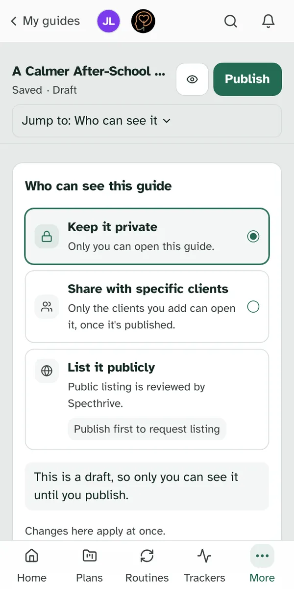The editor on a phone, with Jump to at the top