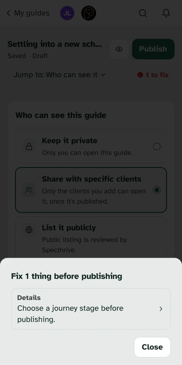 The same list on a phone